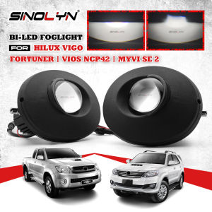 Sinolyn Bi-LED Projector Lens 9006 Tri Colors Fog Lights For Toyota Hilux Vigo/Fortuner/Vios NCP42/RAV4/Perodua Myvi SE 2 Accessories Front Bumper Fog Lamp Assembly Spotlight Retrofit