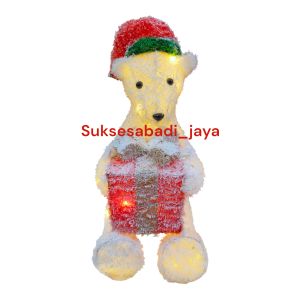 HIASAN NATAL PAJANGAN CHRISTMAS BEAR WITH LIGHT/CHRISTMAS DECORATION PATUNG POLAR BEAR  (HIASAN POHON NATAL BERUANG SALJU) GIFT/KADO NATAL