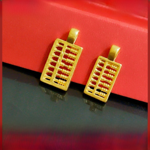 Gold 3D Hard Pure Gold Small Abacus Pendant Women 999 Pure Gold Ruyi Gold Abacus Pendant Pure Gold Animal Year Necklace