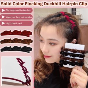 Internet Celebrity Sweet Duckbill Hairpin Solid Color Flocking Duckbill Hairpin Clip Look Face Smaller 网红甜美鸭嘴碎发夹