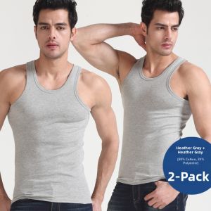 Mens Pure Cotton Tank Top Breathable Sportive Sleeveless Home Wear Loose Summer Style Knitted Fabric Solid Color T-Shirt