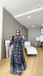 Uniwafda Gamis Couple Ibu Anak Muslim Motif Set Hijab Rasya
