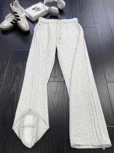 White and Gray Striped Mens Sweatpants Relaxed Fit