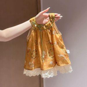 Chinese Style Sleeveless Dress for Girls