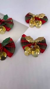 【lower Price】4Pcs Christmas Tree Decorate Bow Christmas Bowknot with Bell Xmas Tree Bowknot Pendant Ornament Xmas Wedding Party Decoration Supplies