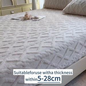Taffeta Fleece Mattress Cover Single/Double/Queen/King Size Fitted Bedsheets Comfortable Solid Color Mattress Toppers