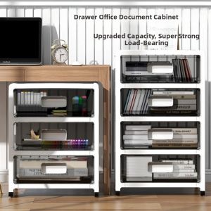 Desktop Underneath Mobile Transparent Plastic Drawer Type Storage Cabinet