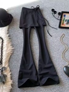 Quần Ống Loe Cao Eo Cao Thường Ngày Cho Nữ Quần Dài Mùa Xuân Thu Yoga Che Hông Co Giãn Thon Gọn Váy Dài