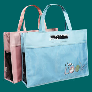 กระเป๋าศิลปะสำหรับนักเรียน8K/A3ถุงหิ้วสำหรับจัดเก็บผลงานสเกตซ์ภาพน่ารักแบบสองชั้น มีซิปสำหรับวาดรูปกระดานวาดรูปกระเป๋ากวดวิชา