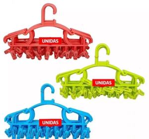 UNIDAS  6-PCS Plastic Hanger with 9/10 Clips per Hanger Closet / Drying Area Organizer