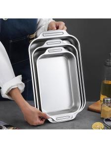 Stainless Steel Rectangular Tray Commercial Grade BBQ Fish Pan with Lid Large Size Baking Tray Special Extra Large Roasting Tray
