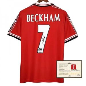 98-99 Premier League Manchester United Cổ Điển Cạnh Tranh Áo Jersey Beckham In Chữ Ký tay ngắn Jersey Người Hâm Mộ Bộ Sưu Tập Quà Tặng