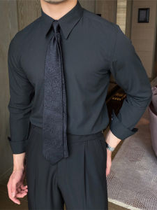 Autumn Sharp Collar Solid Color Men Shirt