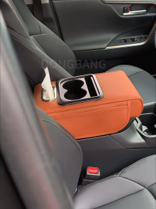 Universal Car Accessories Arm Rest Cover for Car Microfiber Leather Car Center Console Cover with 2 Storage Bags 2 Cup Holders and a Tissue Box