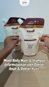 MOELL Body Wash & Shampoo Refill Pouch 500gr / Sabun Mandi Cair Sampo Bayi Anak Moell BANDUNG