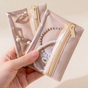 New with Zipper Jewelry Bag Jewelry Packaging Box Transparent Jewelry Organizer