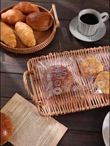 100Pcs Cute Pattern Bread Toast Packaging Bag Biscuit Self-sealing Bag Transparent Plastic Bag