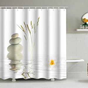 Waterproof Printed Polyester Shower Curtain with Hooks