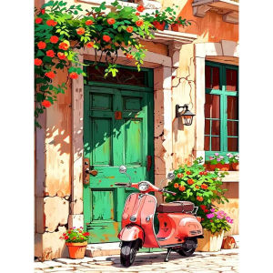 Kayou | Number Oil Painting Sunny Courtyard Kit Unframed Canvas Painting By Numbers DIY Handmade Artwork Wall for House Decor
