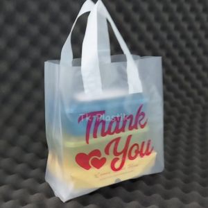 Soft Handle 20x30 Platik HD Dove Motif THANK YOU PINK isi 50 Kantong Bingkisan Snack / Tas Souvenir Ultah/Rice Bowl Thinwall
