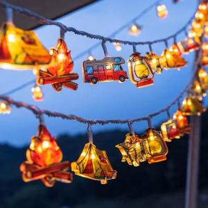 Solar Powered Camping Lantern Outdoor Decorative LED Colorful Flashing Light Tent Atmosphere Lighting Night Courtyard Decoration