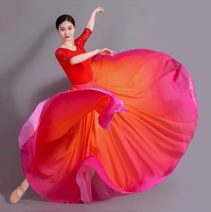 Gradient Cổ Điển Múa Chân váy xòe lớn Cho Người Lớn Trung Quốc Gió Và Tuyết Quay Nửa Váy Sợi 720 Độ Chân Váy Múa