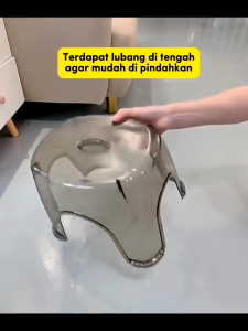 Bangku Kecil Akrilik Anti Slip Snowy Plastik Stool Jengkok Transparan Kursi Santai Anak & Dewasa