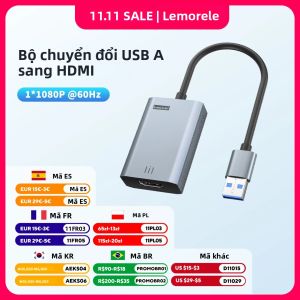 Lemorele USB Nam Sang HDMI Adapter 1080P USB Sang HDMI Bộ Chuyển Đổi Đồ Họa Bên Ngoài Card Video Cáp Cho Đế Cắm