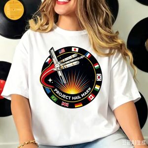 Sanrio | Streetwear T Shirt Space Mission Patch Project Hail Mary 100 Cotton Summer T Shirts Trendy Cool Tshirt Casual Short Sleeve Tops