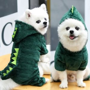 Hateli quần áo cho chó khủng long cosplay quần áo cho mèo flannel ấm quần áo cho cún áo quần áo thú cưng chó nhỏ áo có mũ mùa đông