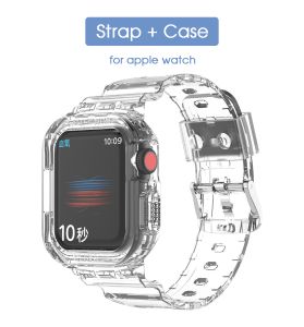 2 in 1 Transparent Watch Strap Watch Band + Case 41mm 45mm For Apple iWatch Series 40mm 44mm 42mm 38mm replacement