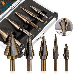 HSS 4241 Cobalt Multiple Hole 50 Sizes Step Drill Set Tools Aluminum Case. Metal Hole Cutter Core Cone Drilling Tools Set