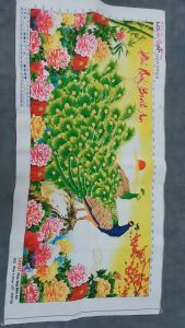 THÊU SẴN Tranh thêu chữ thập thành phẩm (thêu sẵn) chim công phú quý bình an  LV3137 96x47cm