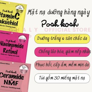Mặt nạ dưỡng hàng ngày chống lão hóa dưỡng trắng phục hồi cấp ẩm da Posh Kosh 30 miếng Nhật