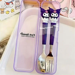 2pcs/set Portable Fork Spoon Student baby EatingTableware Accessories