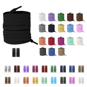 New Without Ties Elastic Laces Sneaker Kids Adult 8MM No Tie Shoe Laces Press Lock Shoelaces Widened Flat Shoelace for Shoes