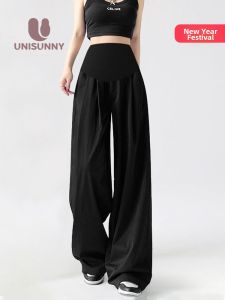 unisunny | Pregnant Maternity Pants Summer Light Loose Wide Leg High Waisted Casual Trousers