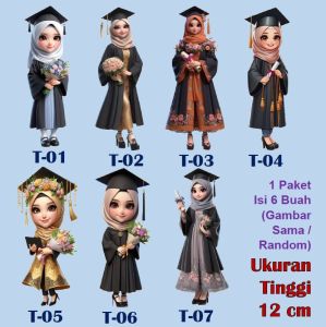 Topper Wisuda isi 6 ukuran 12 CM