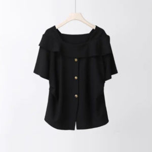 Shalldoer | Summer OOTD Womens Sun Protection Short Sleeve Shirt Casual Loose Fit Chiffon Top Waist Cinched Floral Print Three Button Closure