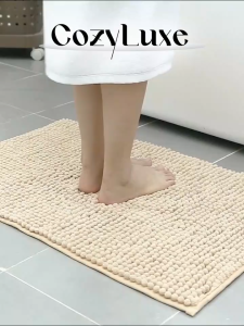 CozyLuxe Chenille Bathroom Floor Mat Super Absorbent Non-Slip Shower Mat 40CM x 58CM