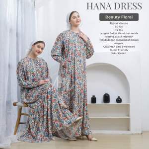 mocaca.id || Hana Dress Rayon Viscose Premium Model Terbaru Tali Depan Busui Frienldy lengan karet dan balon cutting bumil busui friendly motif banyak