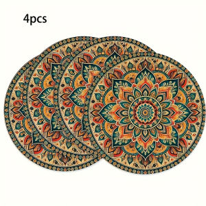 4-piece set - Wooden Table Mat Non-Slip and Heat Resistant Table Protection Dining Table Decor Restaurant Gift