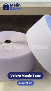 Velcro Perekat & Magic Tape - Lebar 11 cm Panjang 1 meter 1 SET - Warna Putih