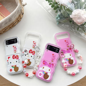 Cute Love Pink Melody Healthy Katie Cat Samsung ZFlip5 Flip Cover Soft Shell Protection for ZFlip4 W23 Fashionable Womens Style