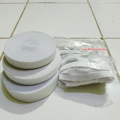 10 meter - karet elastis kolor warna putih bermacam ukuran karet celana karet baju
