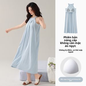 Váy ngủ MiiOW cho nữ vải Ice Silk mát nhẹ có đệm ngực kiểu váy hai dây cổ treo