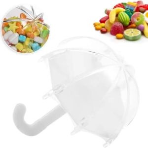 12Pcs Mini Plastic Umbrella Shaped Candy Container for Wedding Birthday Party Favors Baby Shower Decoration Gift Candy Boxes