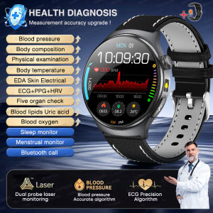 2026 New 24h AI Doctor Online Diagnosis Smart Watch ECG Uric Acid BP Blood Oxygen Heart Rate Temp Bluetooth Call Smartwatch Men