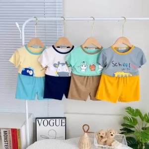 Bộ Quần Áo Ngắn tay Vải Thun Lạnh NATUCO Cho Mùa Hè Thoáng Mát Vải Đẹp Cho Bé 0-8 Tuổi Đi Học Đi Chơi TN-IN159