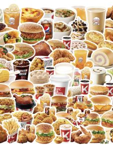 64 KFC Beauty Fried Chicken Fries Hamburger Creative Stickers Guitar Luggage Phone Case Earphone Decorative Stickers